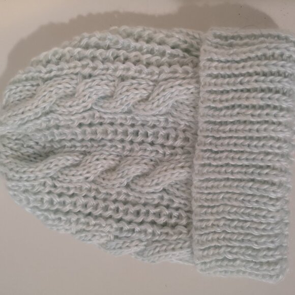 Handknitted Hat Toque Beanie Pale Mint Green Twist - Picture 3 of 3